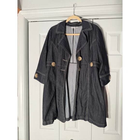 Denim Jacket Women's Size XL Trench - Picture 3 of 3